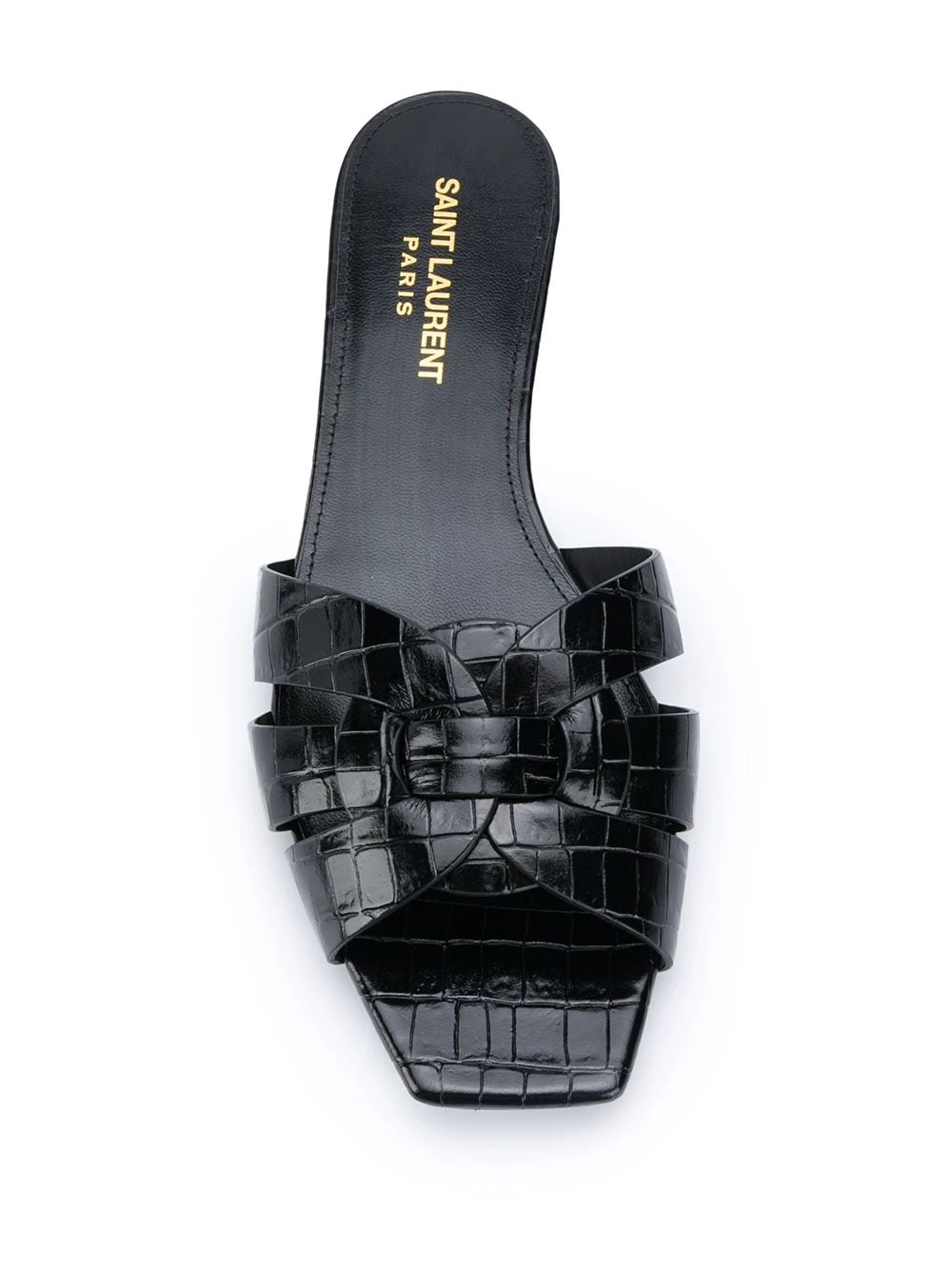 Saint Laurent crocodile-effect crossover strap sandals