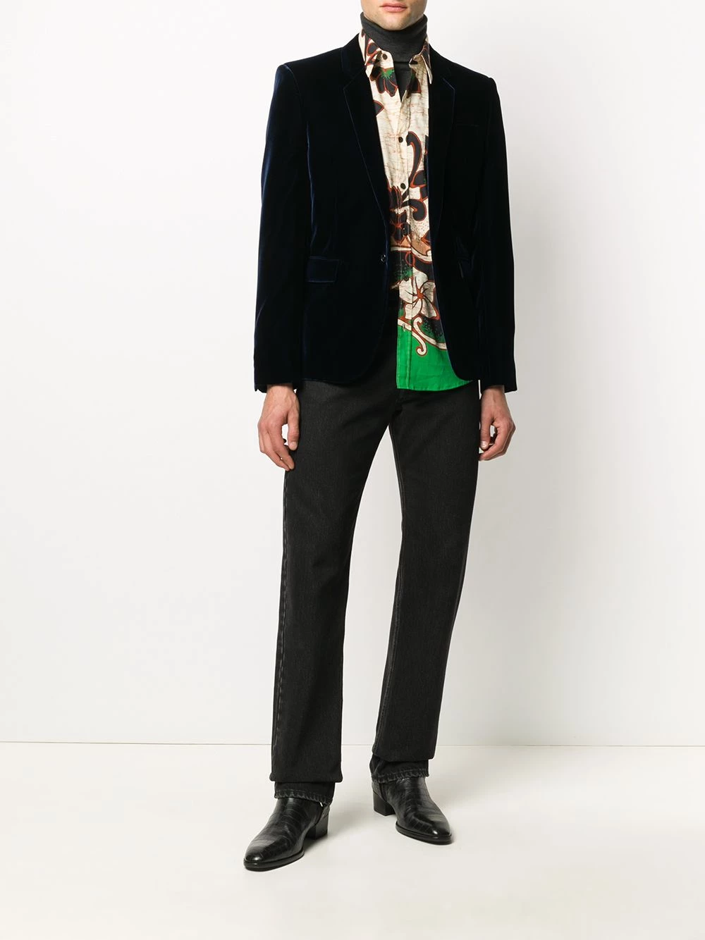 Saint Laurent velvet single button blazer