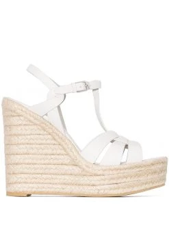 Saint Laurent Tribute 85mm leather espadrille wedges