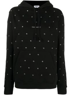 Saint Laurent eyelet logo hoodie