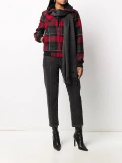 Saint Laurent logo patch fringed scarf