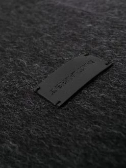 Saint Laurent logo patch fringed scarf