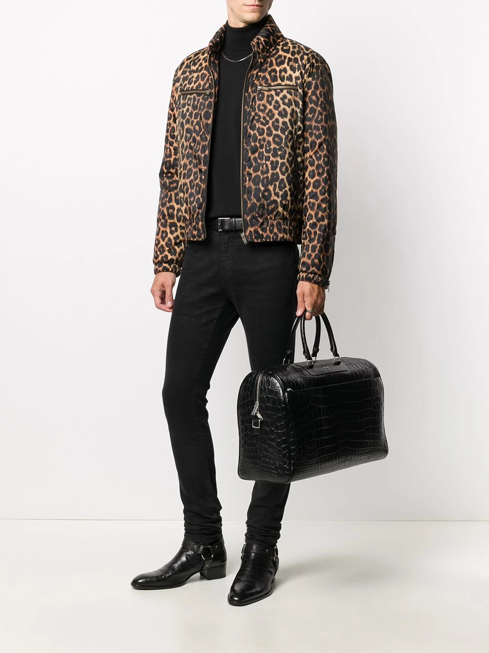 Saint Laurent leopard-print bomber jacket