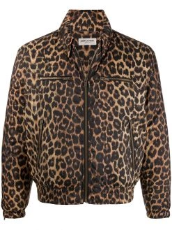 Saint Laurent leopard-print bomber jacket