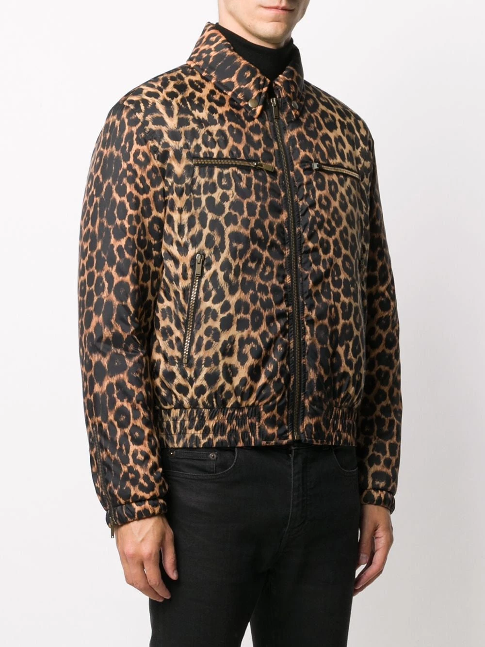 Saint Laurent leopard-print bomber jacket