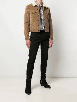Saint Laurent shearling-collar corduroy denim jacket