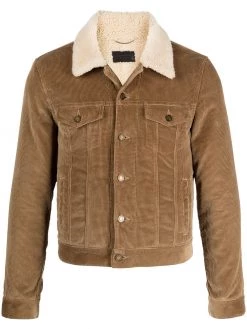 Saint Laurent shearling-collar corduroy denim jacket