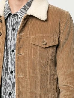 Saint Laurent shearling-collar corduroy denim jacket