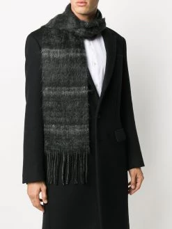 Saint Laurent check pattern brushed scarf