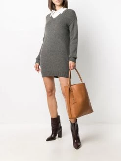 Saint Laurent logo plaque leather tote bag