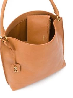 Saint Laurent logo plaque leather tote bag