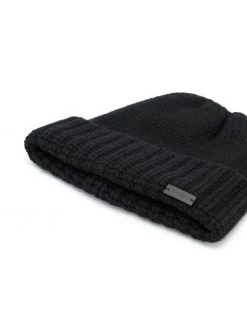 Saint Laurent logo plaque cashmere beanie