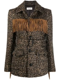 Saint Laurent leopard print tasselled jacket
