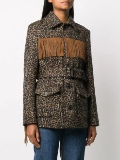 Saint Laurent leopard print tasselled jacket