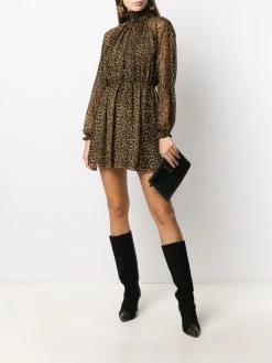 Saint Laurent leopard-print pleated mini dress
