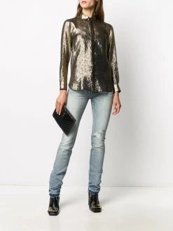 Saint Laurent ripped-detail slim-fit jeans