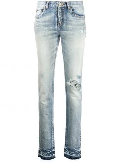 Saint Laurent ripped-detail slim-fit jeans