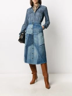 Saint Laurent patchwork denim skirt