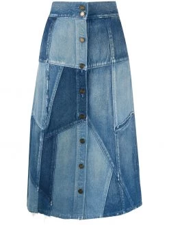Saint Laurent patchwork denim skirt