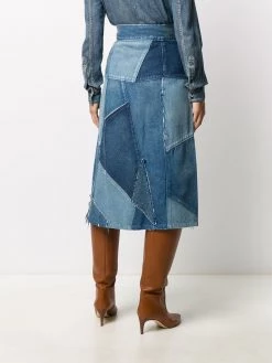 Saint Laurent patchwork denim skirt