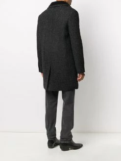 Saint Laurent shearling-collar check wool coat