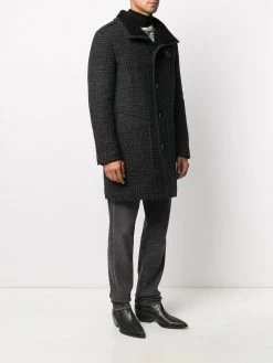 Saint Laurent shearling-collar check wool coat