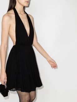 Saint Laurent halterneck pleated mini dress