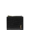 Saint Laurent Monogram crocodile-embossed compact wallet