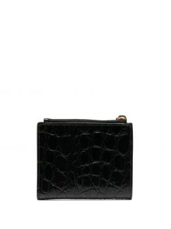 Saint Laurent Monogram crocodile-embossed compact wallet