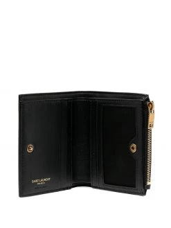 Saint Laurent Monogram crocodile-embossed compact wallet