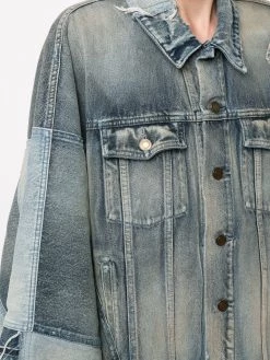 Saint Laurent patchwork denim cape dress