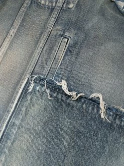 Saint Laurent patchwork denim cape dress