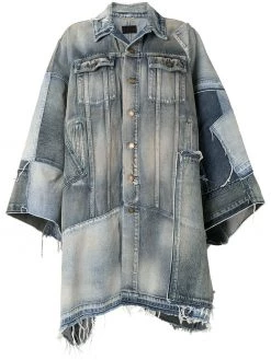 Saint Laurent patchwork denim cape dress