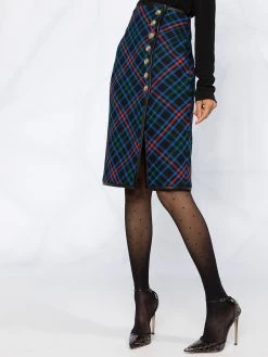 Saint Laurent knee-length tartan skirt