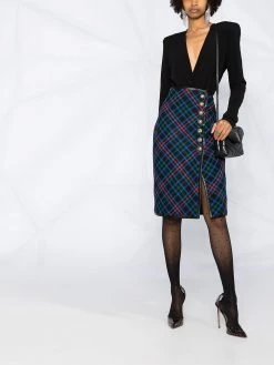 Saint Laurent knee-length tartan skirt