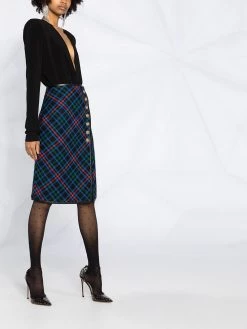 Saint Laurent knee-length tartan skirt