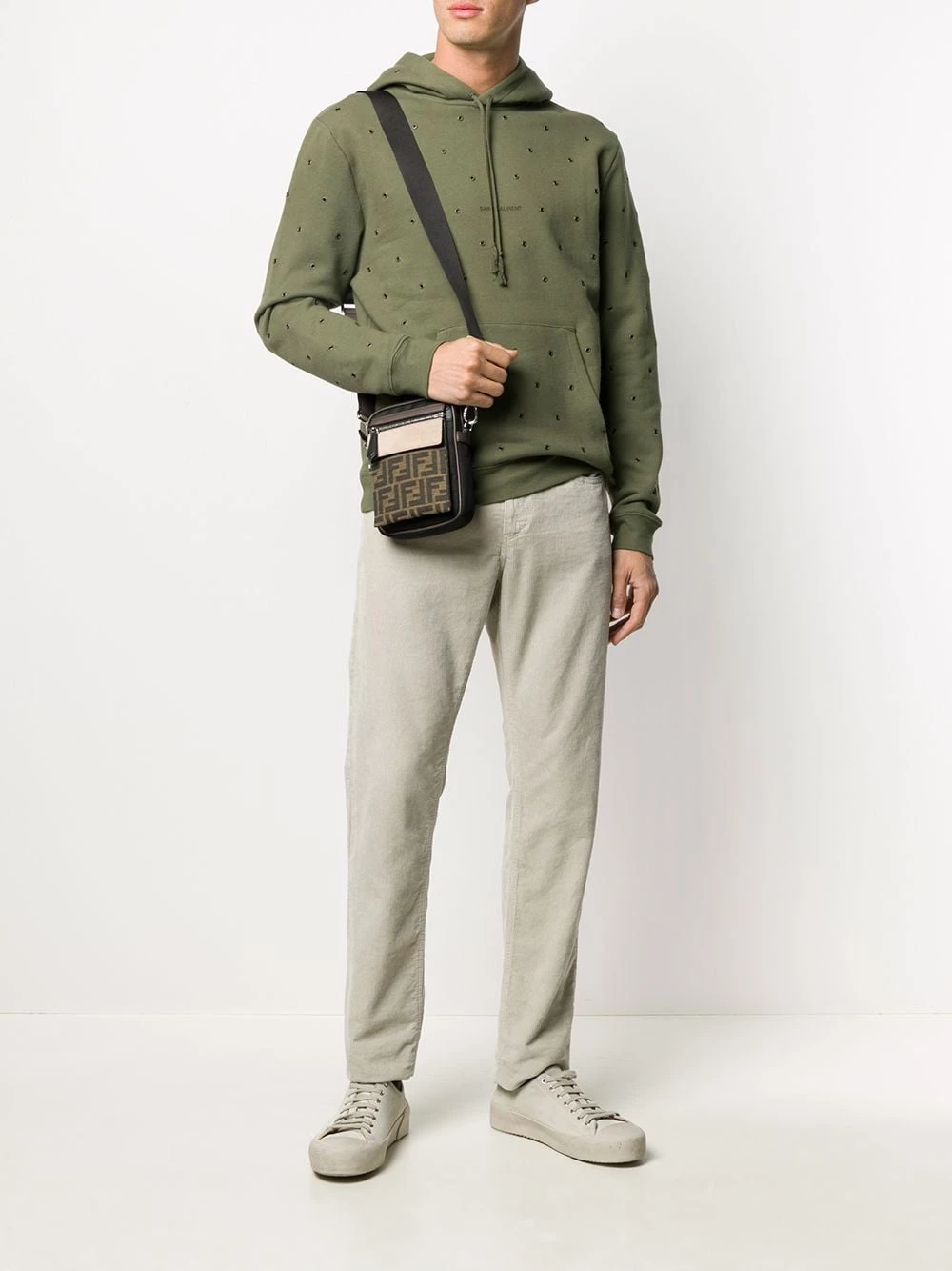 Saint Laurent punch-hole detail logo-print jumper