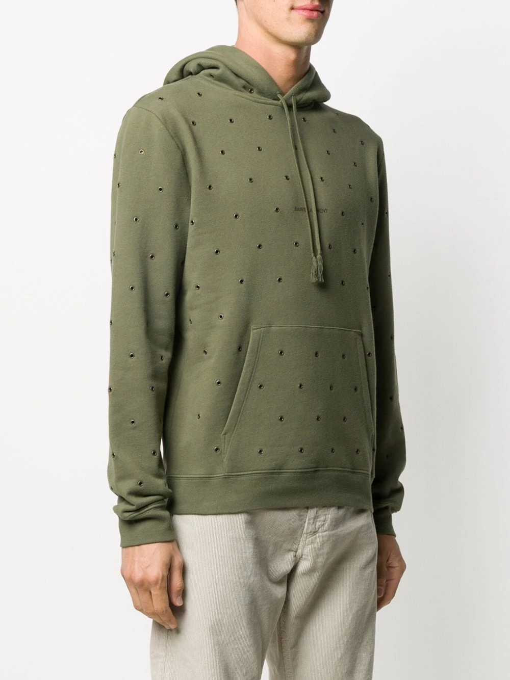 Saint Laurent punch-hole detail logo-print jumper