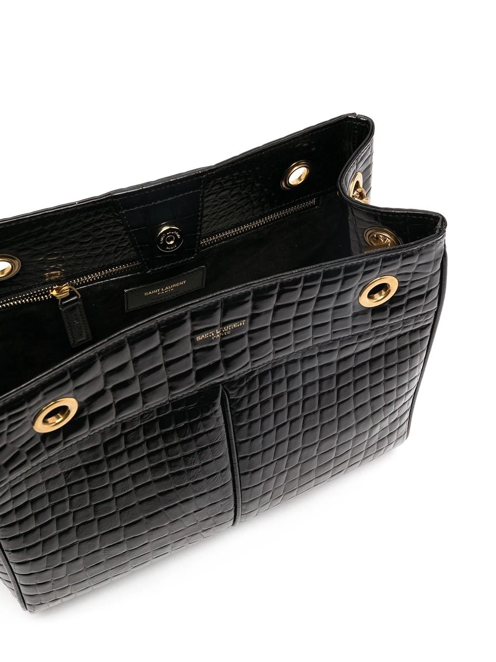 Saint Laurent Claude crocodile-effect tote bag