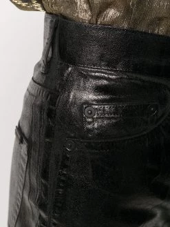 Saint Laurent high-waisted leather effect trousers