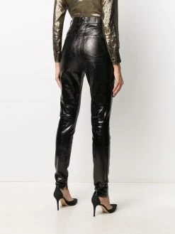 Saint Laurent high-waisted leather effect trousers