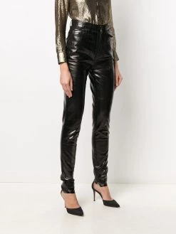 Saint Laurent high-waisted leather effect trousers