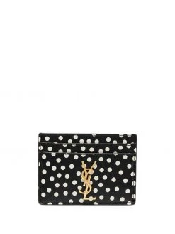 Saint Laurent polka dot logo cardholder
