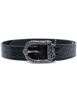 Saint Laurent crocodile-effect buckled belt