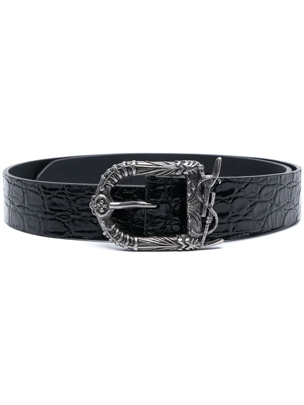 Saint Laurent crocodile-effect buckled belt
