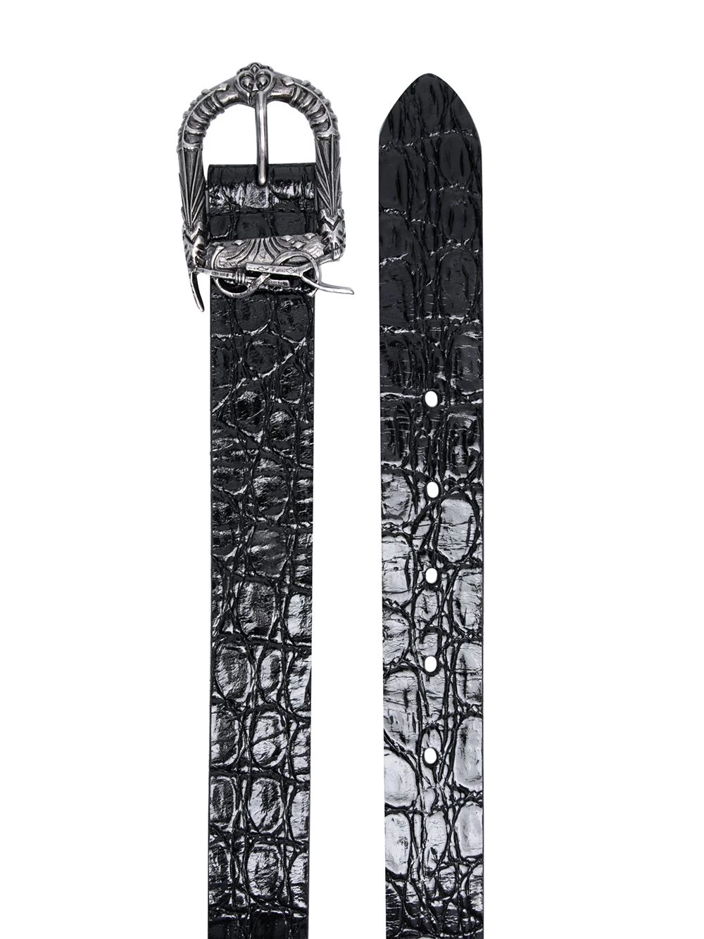 Saint Laurent crocodile-effect buckled belt