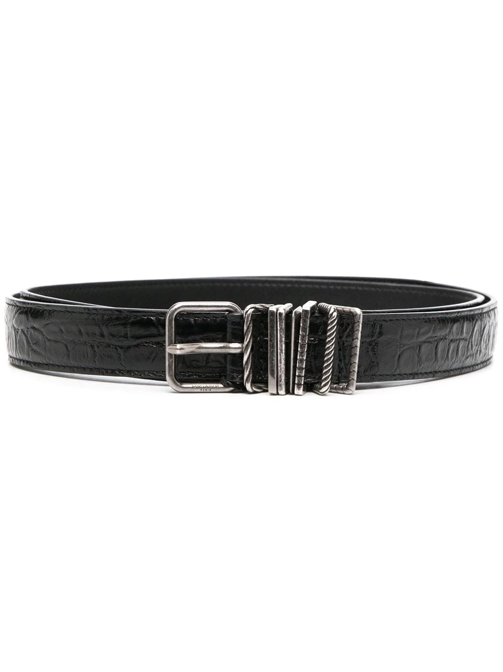 Saint Laurent embossed square-buckle belt