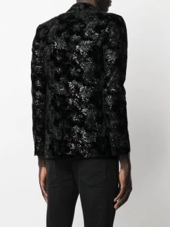 Saint Laurent patterned-jacquard single-breasted blazer