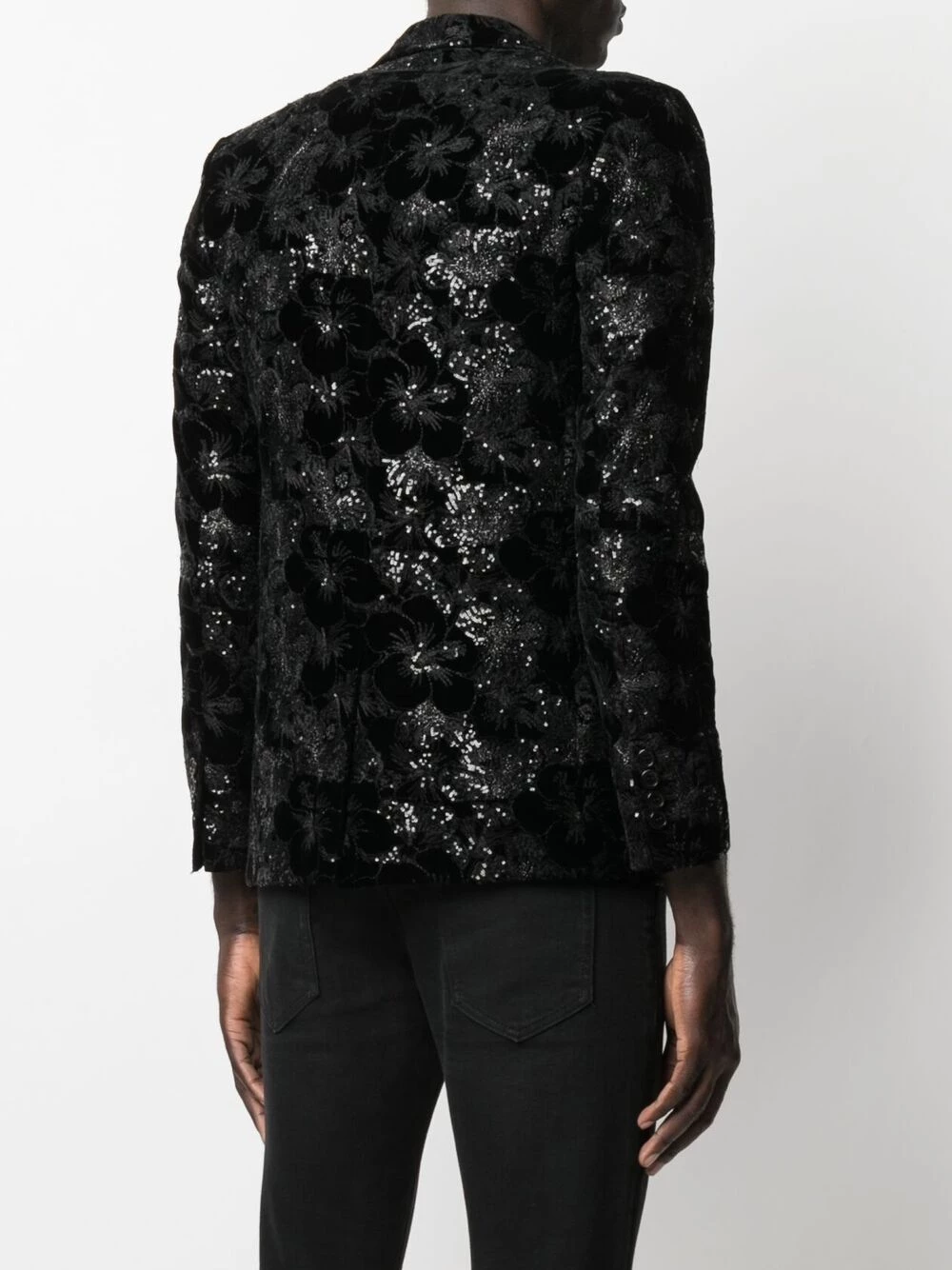 Saint Laurent patterned-jacquard single-breasted blazer