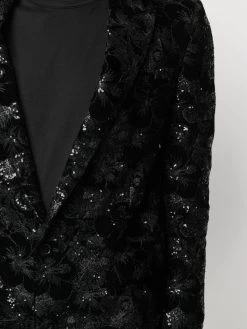 Saint Laurent patterned-jacquard single-breasted blazer